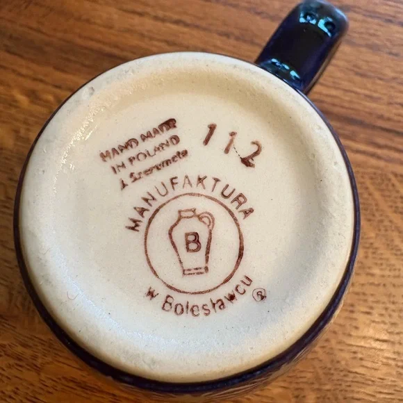 Boleslawiec Polish pottery hand-painted Blue and white Coffee mug - Picture 7 of 7